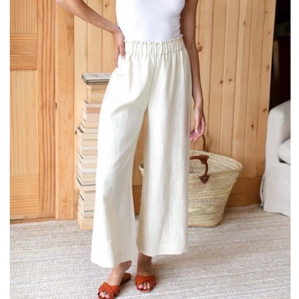 Emerson Fry India Collection Linen Pull On Wide Leg Pants Arctic Wolf - Small